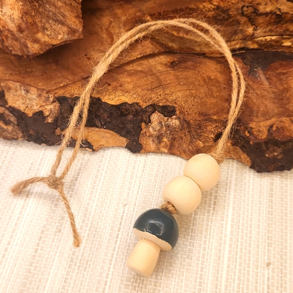 Handmade Dark Teal Mushroom Ornament/Car Charm